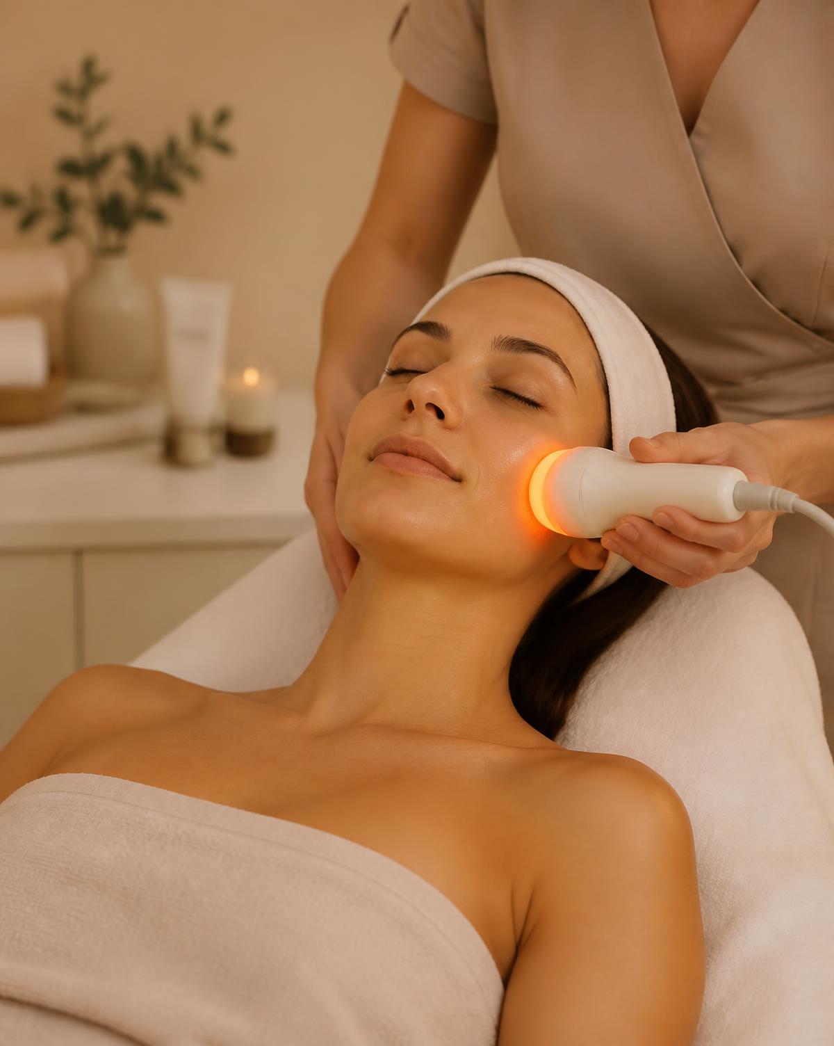Guest receiving a treatment facial in the studio room