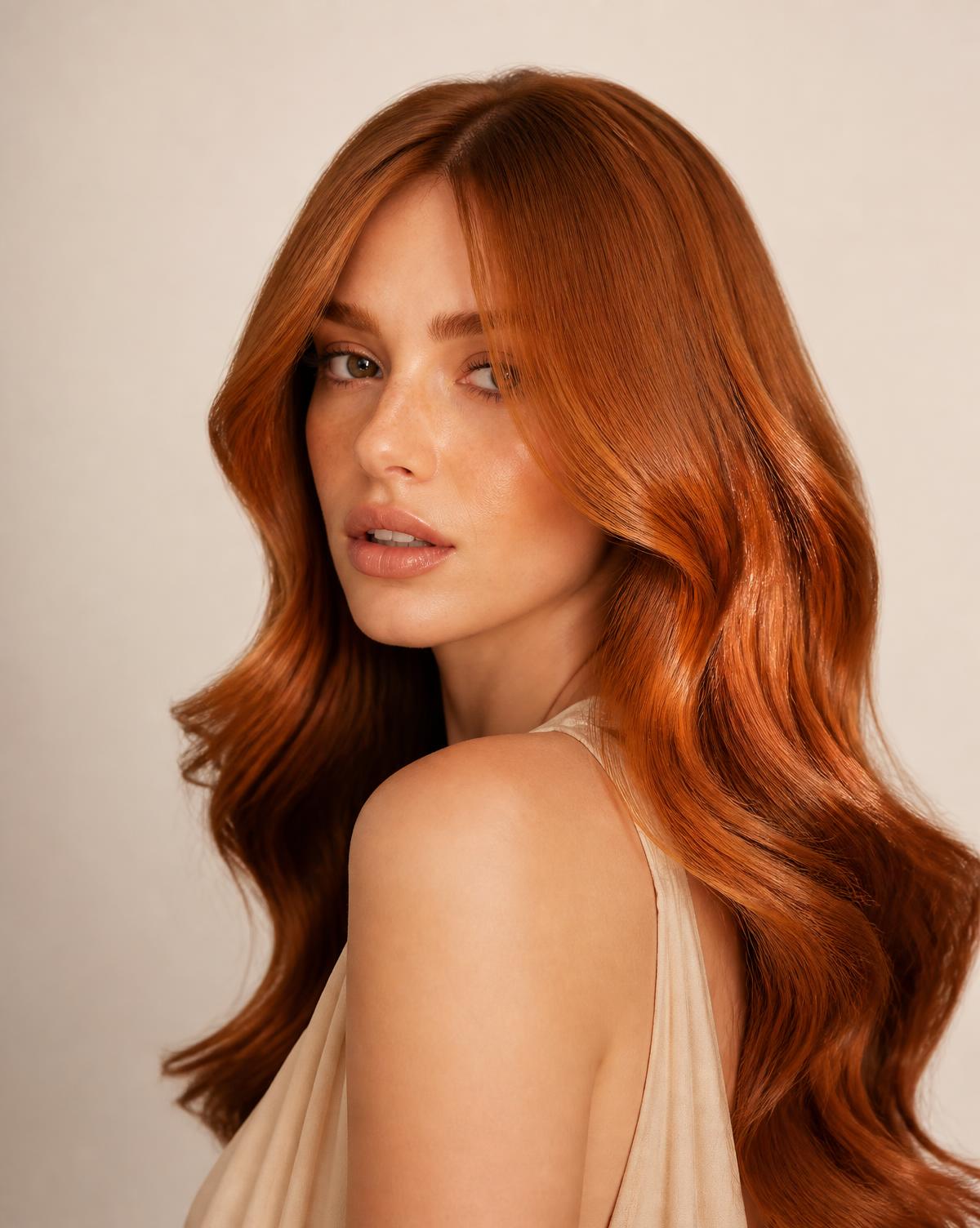 Warm copper colour work with soft waves