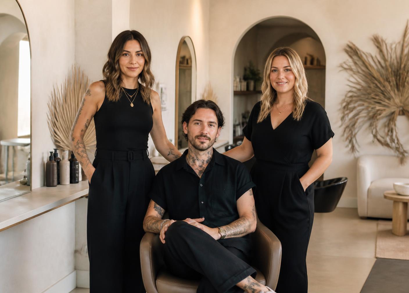 The three senior members of the Aurelia Studio team in the salon